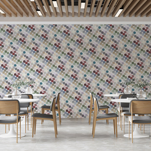 Multicolored Dots Geometric Pattern- Vivid Wallpaper for Restaurants or Cafes