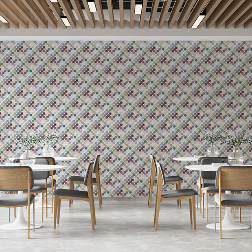 Multicolored Dots Geometric Pattern- Vivid Wallpaper for Restaurants or Cafes