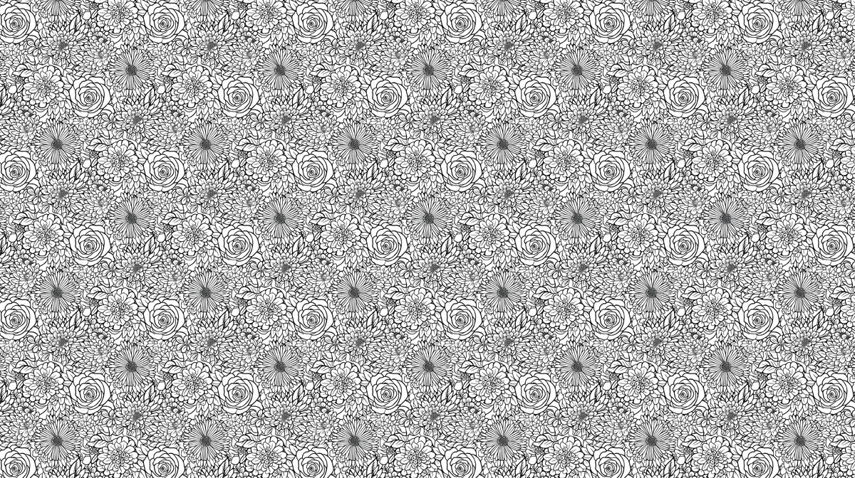 Monochrome Floral Intricate - Modern Wallpaper for Living Rooms