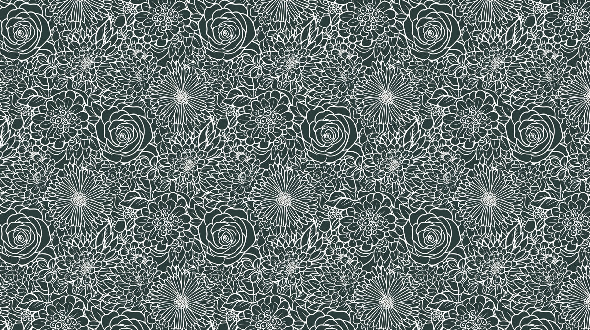 Dark Floral Silhouette Pattern Wallpaper for Living Rooms