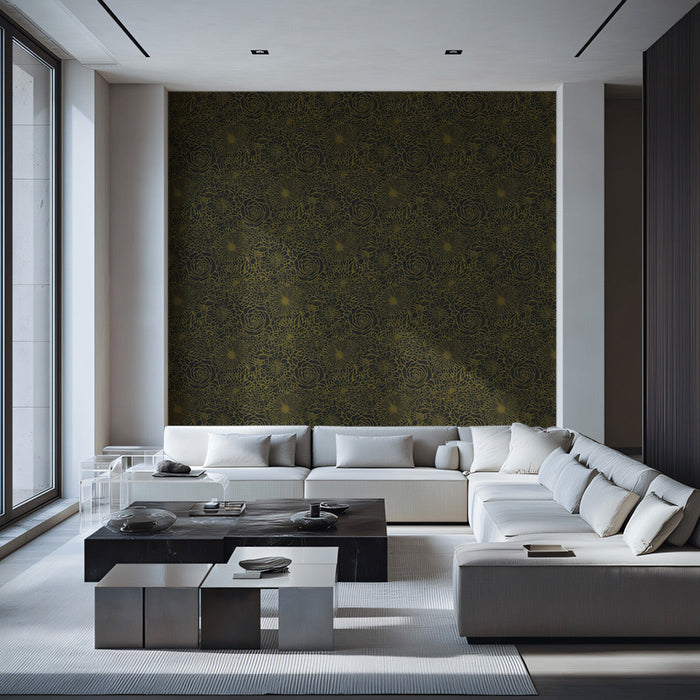 Olive Green Ornate - Luxurious Wallpaper for Living Rooms or Lounges