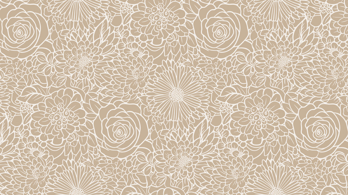Beige Floral Pattern- Elegant Wallpaper for Bedrooms