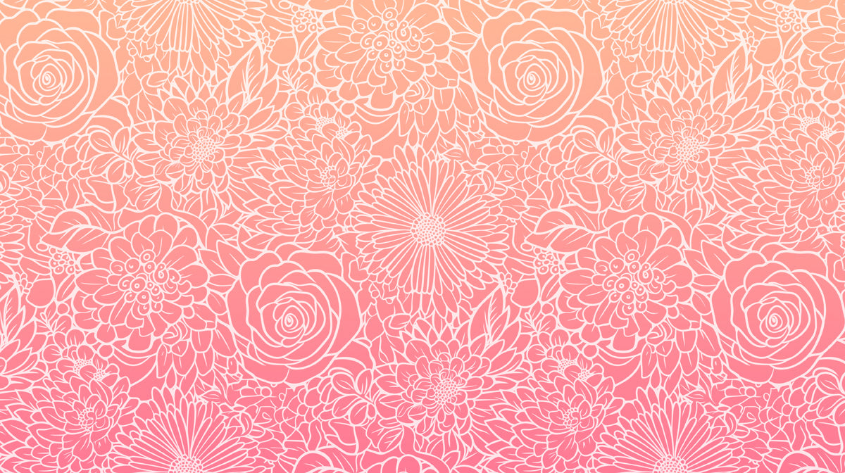 Gradient Pink Floral Pattern- Energetic Wallpaper for Living Rooms