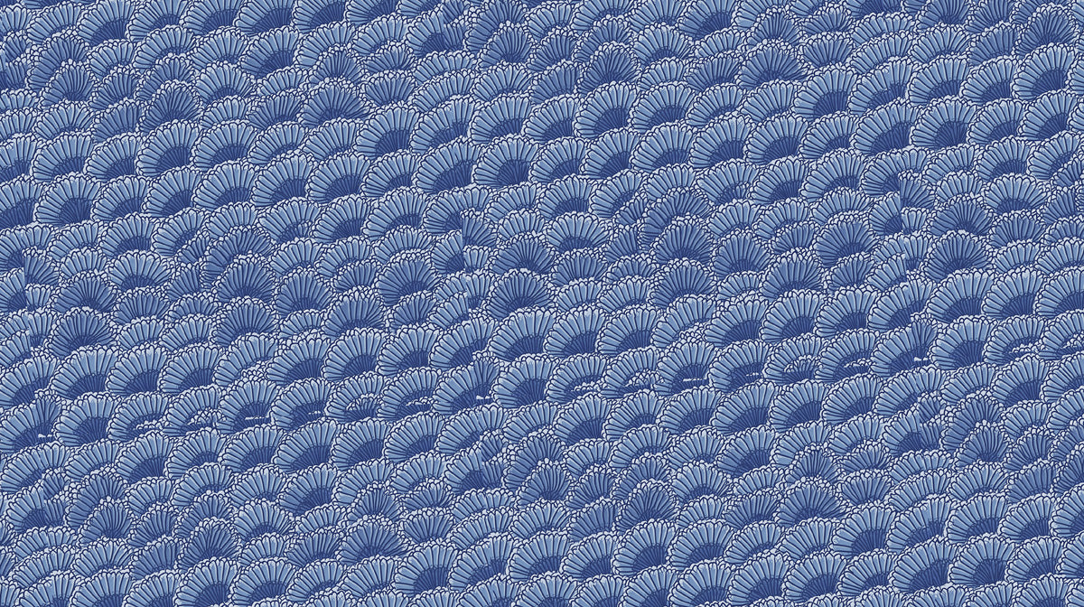  Blue Fan - Patterned - Coastal Pattern Wallpaper for Restaurants or Beach - Themed Spaces
