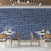  Blue Fan - Patterned - Coastal Pattern Wallpaper for Restaurants or Beach - Themed Spaces