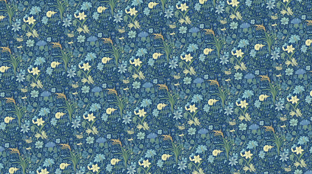 Blue - Green Floral - Bohemian Pattern Wallpaper for Dining Rooms