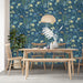 Blue - Green Floral - Bohemian Pattern Wallpaper for Dining Rooms