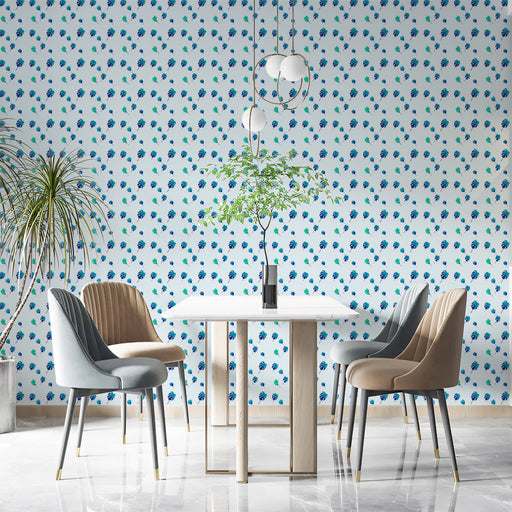 Blue - Green Leaf - Fresh Wallpaper for Dining Rooms