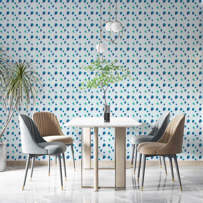 Blue - Green Leaf - Fresh Wallpaper for Dining Rooms