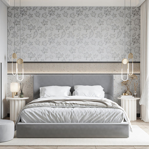 Gray Maple Leaf Pattern - Modern Wallpaper for Bedrooms