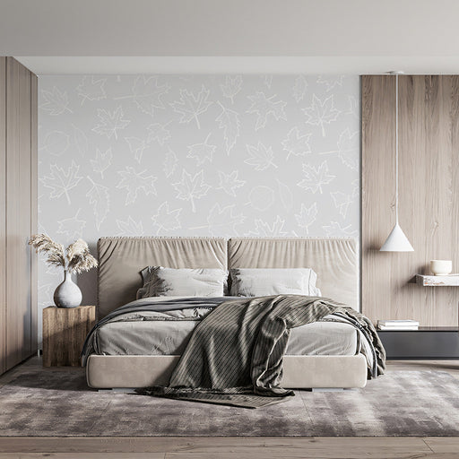 Gray Maple Leaf Pattern - Modern Wallpaper for Bedrooms