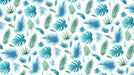 Tropical Blue - Green Leafy Pattern - Exotic Wallpaper for Dining Rooms