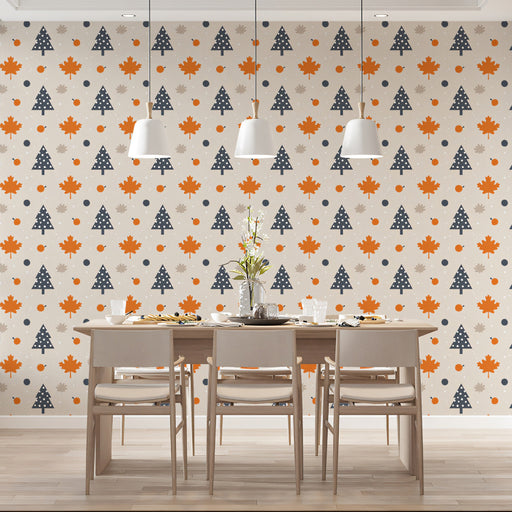 Autumn - Inspired Geometric - Leaf Wallpaper for Dining Rooms