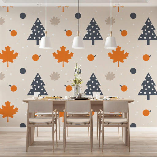 Autumn - Inspired Geometric - Leaf Wallpaper for Dining Rooms