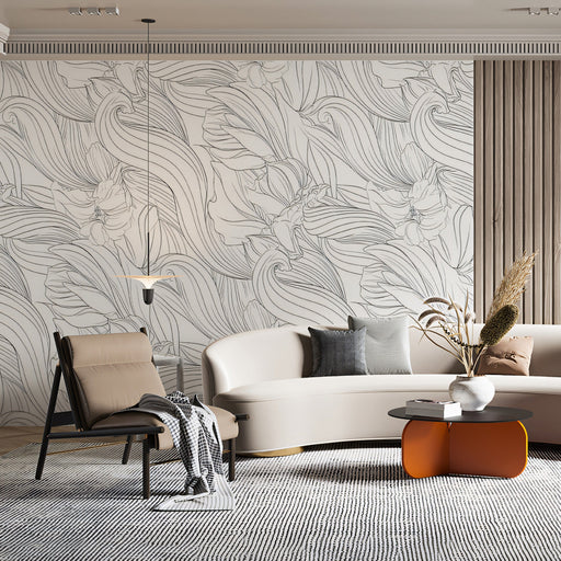 Beige Floral Pattern- Elegant & Subtle Wallpaper for Any Room