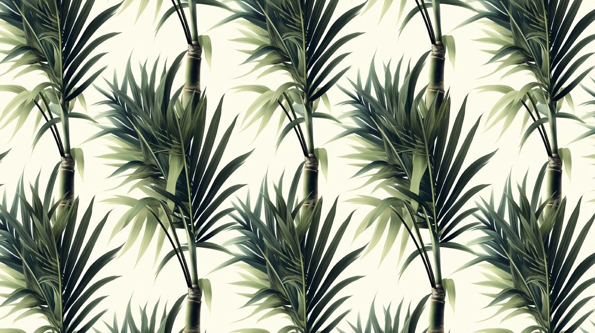 Tropical Green Palm Pattern- Exotic Wallpaper for Dining Rooms