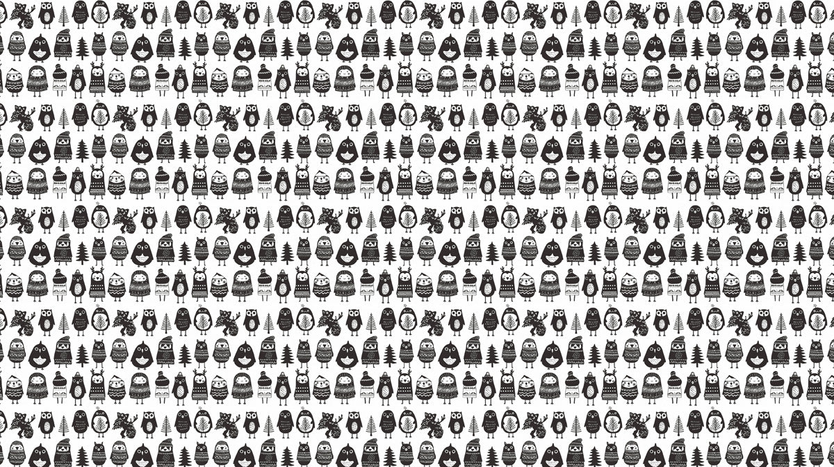 Black - and - White Animal Pattern- Whimsical Wallpaper for Children's Rooms