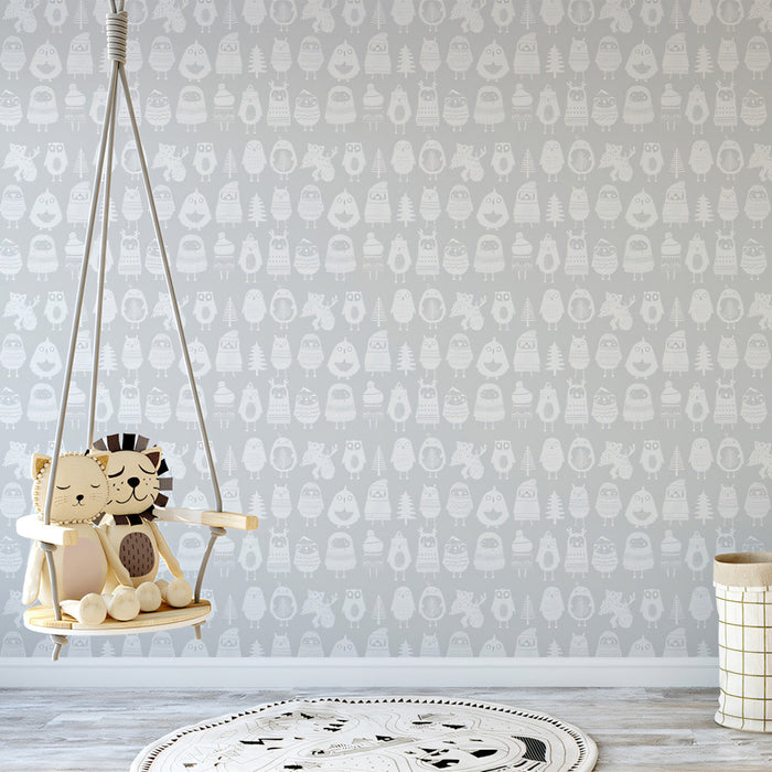Black - and - White Animal Pattern- Whimsical Wallpaper for Children's Rooms