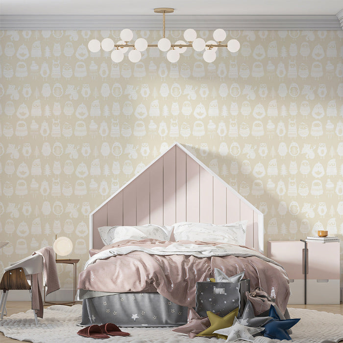 Black - and - White Animal Pattern- Whimsical Wallpaper for Children's Rooms
