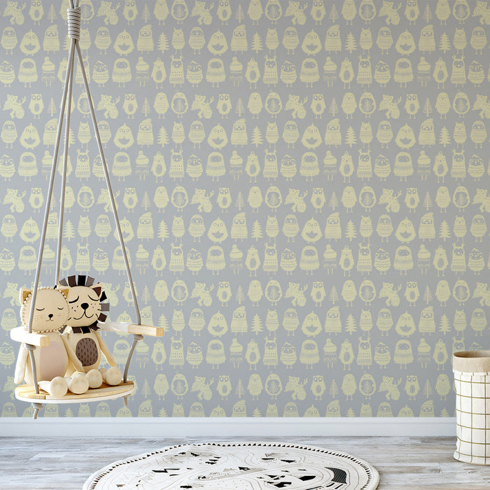 Black - and - White Animal Pattern- Whimsical Wallpaper for Children's Rooms