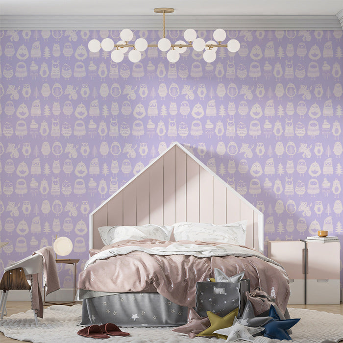 Black - and - White Animal Pattern- Whimsical Wallpaper for Children's Rooms