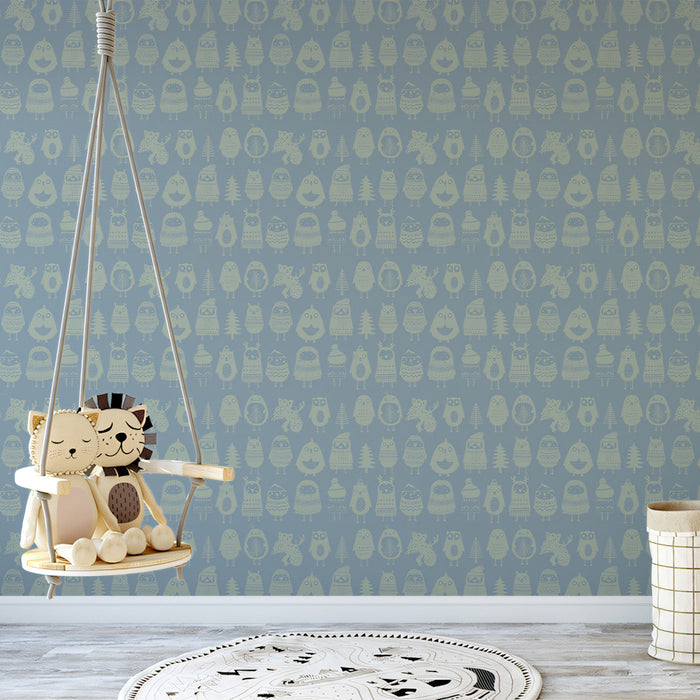 Black - and - White Animal Pattern- Whimsical Wallpaper for Children's Rooms