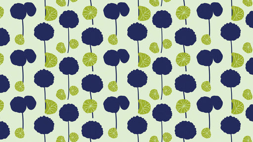 Blue & Green Floral Pattern - Contemporary Wallpaper for Living Rooms