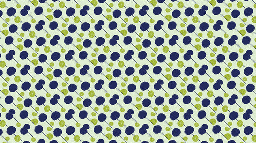 Blue & Green Floral Pattern - Contemporary Wallpaper for Living Rooms