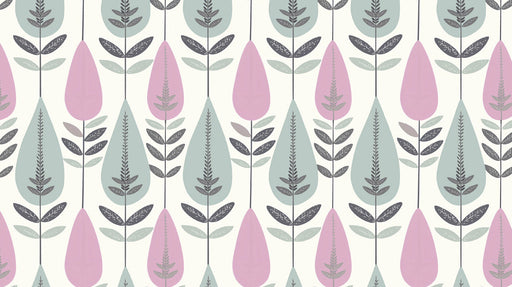 Pastel Pink & Green Leaf - Bohemian Pattern Wallpaper for Dining Rooms
