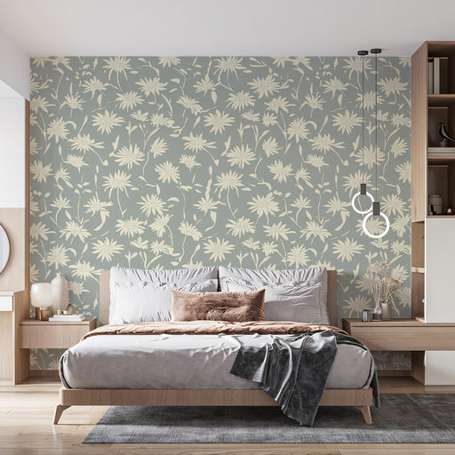 Light Green Daisy Pattern- Fresh & Calm Wallpaper for Bedrooms