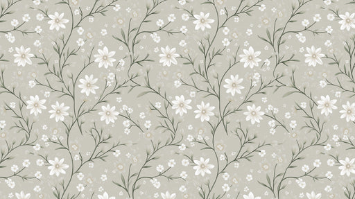 Sage Green & White Floral Pattern - Serene Wallpaper for Bedrooms