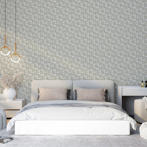Sage Green & White Floral Pattern - Serene Wallpaper for Bedrooms
