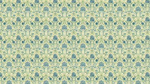 Cream & Turquoise Floral Pattern - Bohemian Wallpaper for Dining Rooms