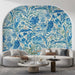 Blue & Cream Artistic - Floral Pattern Wallpaper for Living Rooms