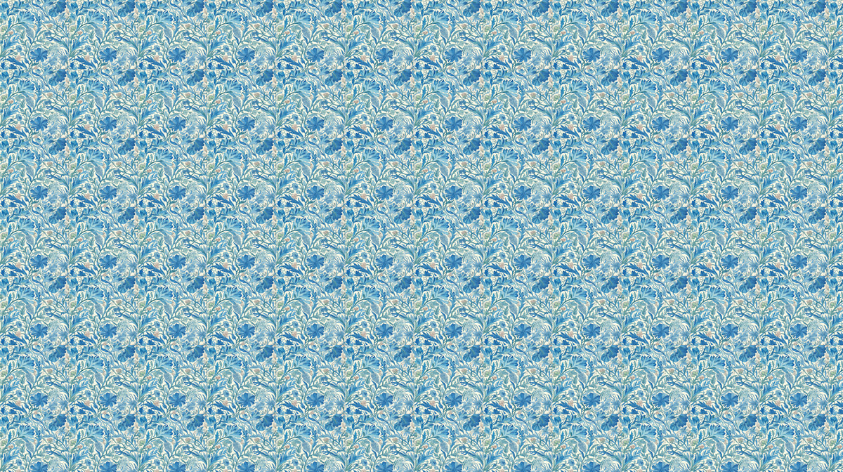 Blue & Cream Artistic - Floral Pattern Wallpaper for Living Rooms