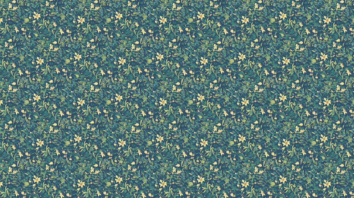 Green & Gold Subtle - Floral Pattern Wallpaper for Bedrooms