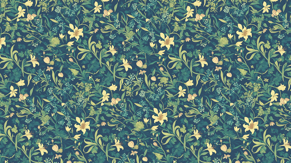 Green & Gold Subtle - Floral Pattern Wallpaper for Bedrooms