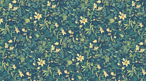 Green & Gold Subtle - Floral Pattern Wallpaper for Bedrooms