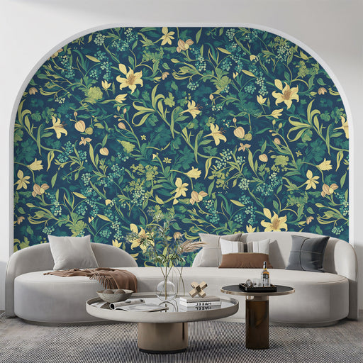 Green & Gold Subtle - Floral Pattern Wallpaper for Bedrooms