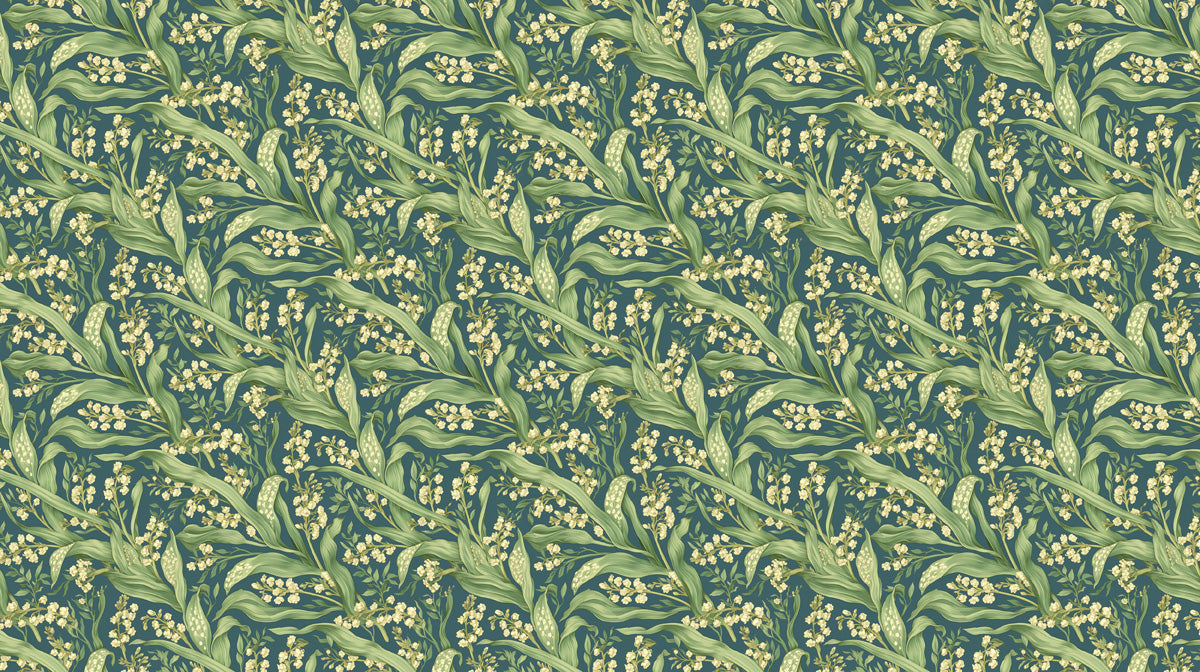 Dark Green & Cream Leafy Pattern - Botanical Wallpaper for Bedrooms