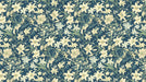 Navy Blue & Cream Lily Pattern - Luxurious Wallpaper for Living Rooms