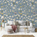 Light Blue & Yellow Ditsy - Floral Pattern Wallpaper for Living Rooms