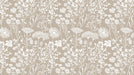 Taupe & White Botanical Pattern- Serene Wallpaper for Living Rooms