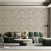 Taupe & White Botanical Pattern- Serene Wallpaper for Living Rooms