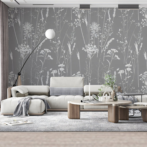 Gray & White Grass Pattern- Inspired - Modern Wallpaper for Living Rooms