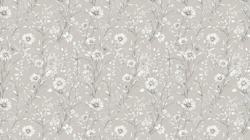 Light Gray & White Daisy Pattern - Subtle Wallpaper for Living Rooms