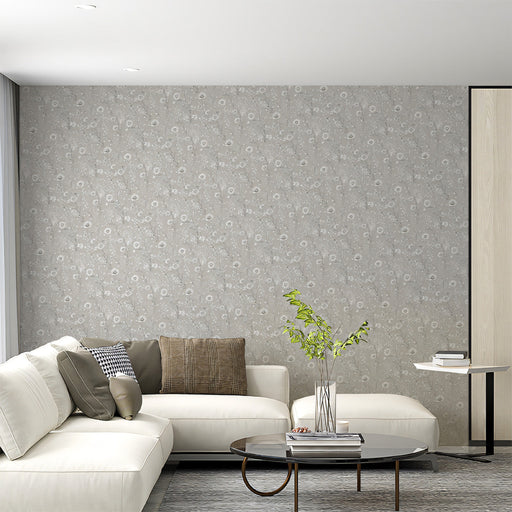 Light Gray & White Daisy Pattern - Subtle Wallpaper for Living Rooms