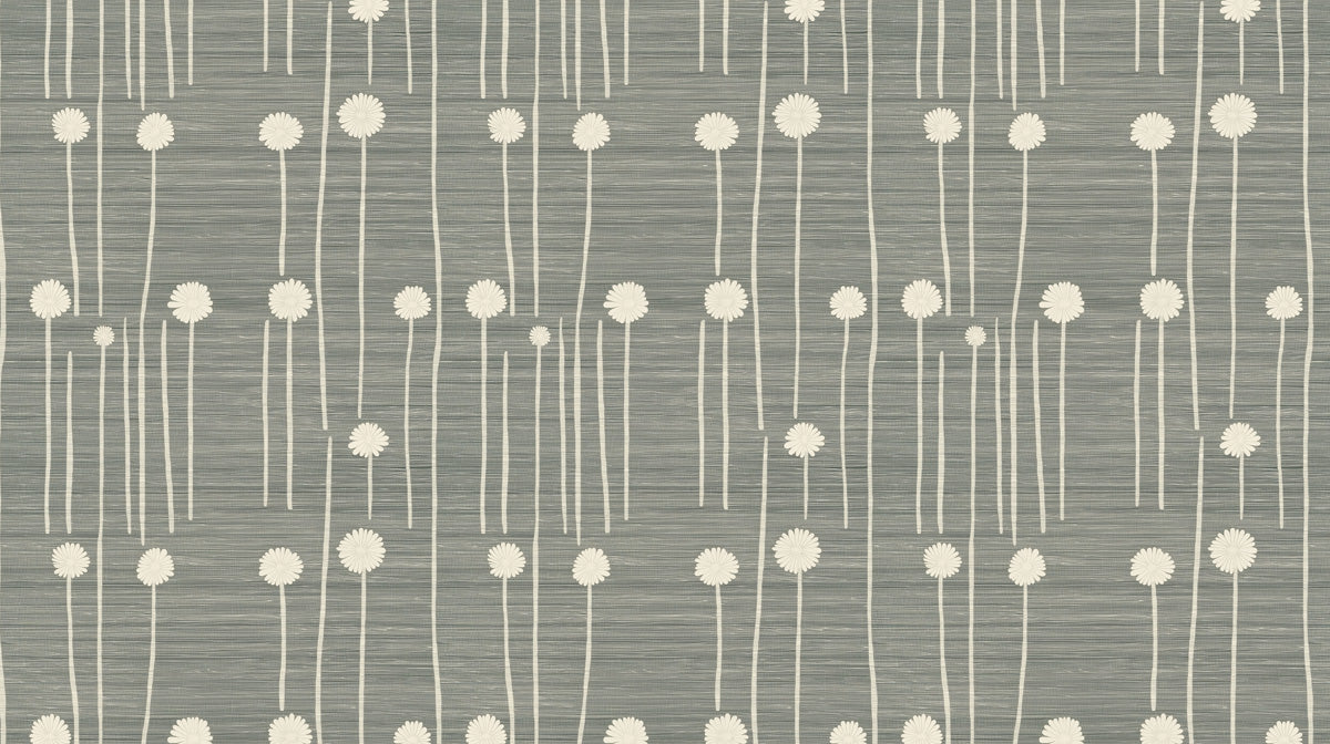 Dark Gray & Beige Dotted Dandelion Pattern - Geometric Wallpaper for Living Rooms