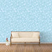 Light Blue & White Leaf Pattern- Fresh Wallpaper for Living Rooms