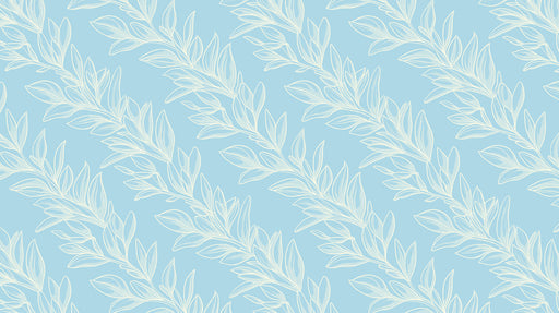 Light Blue & White Leaf Pattern- Coastal Wallpaper for Living Rooms